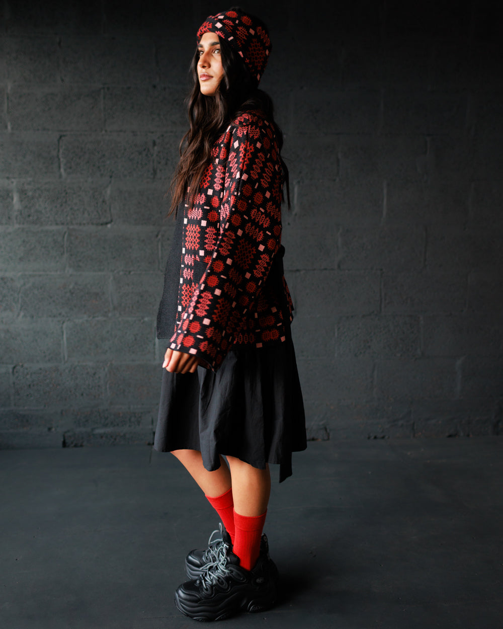 Carthen Merino Wrap Cardigan - Soot / Petals