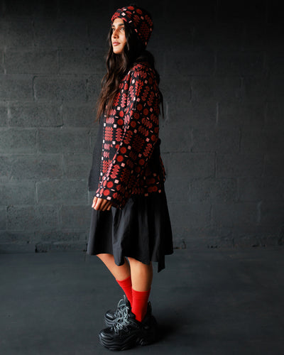 Carthen Merino Wrap Cardigan - Soot / Petals