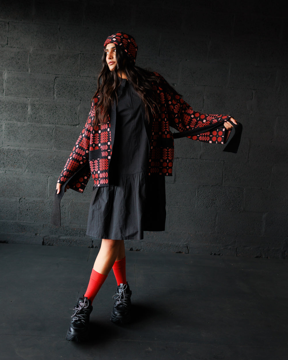 Carthen Merino Wrap Cardigan - Soot / Petals