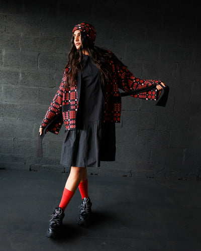 Carthen Merino Wrap Cardigan - Soot / Petals