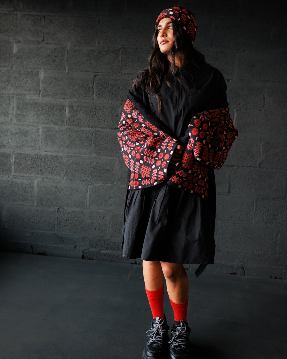 Carthen Merino Wrap Cardigan - Soot / Petals