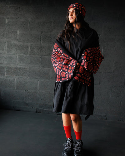 Carthen Merino Wrap Cardigan - Soot / Petals