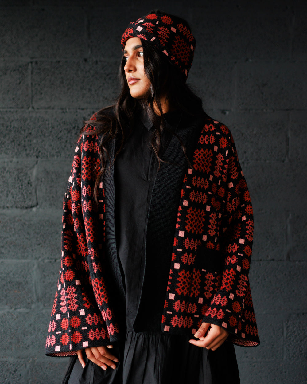 Carthen Merino Wrap Cardigan - Soot / Petals