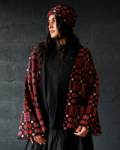 Carthen Merino Wrap Cardigan - Soot / Petals