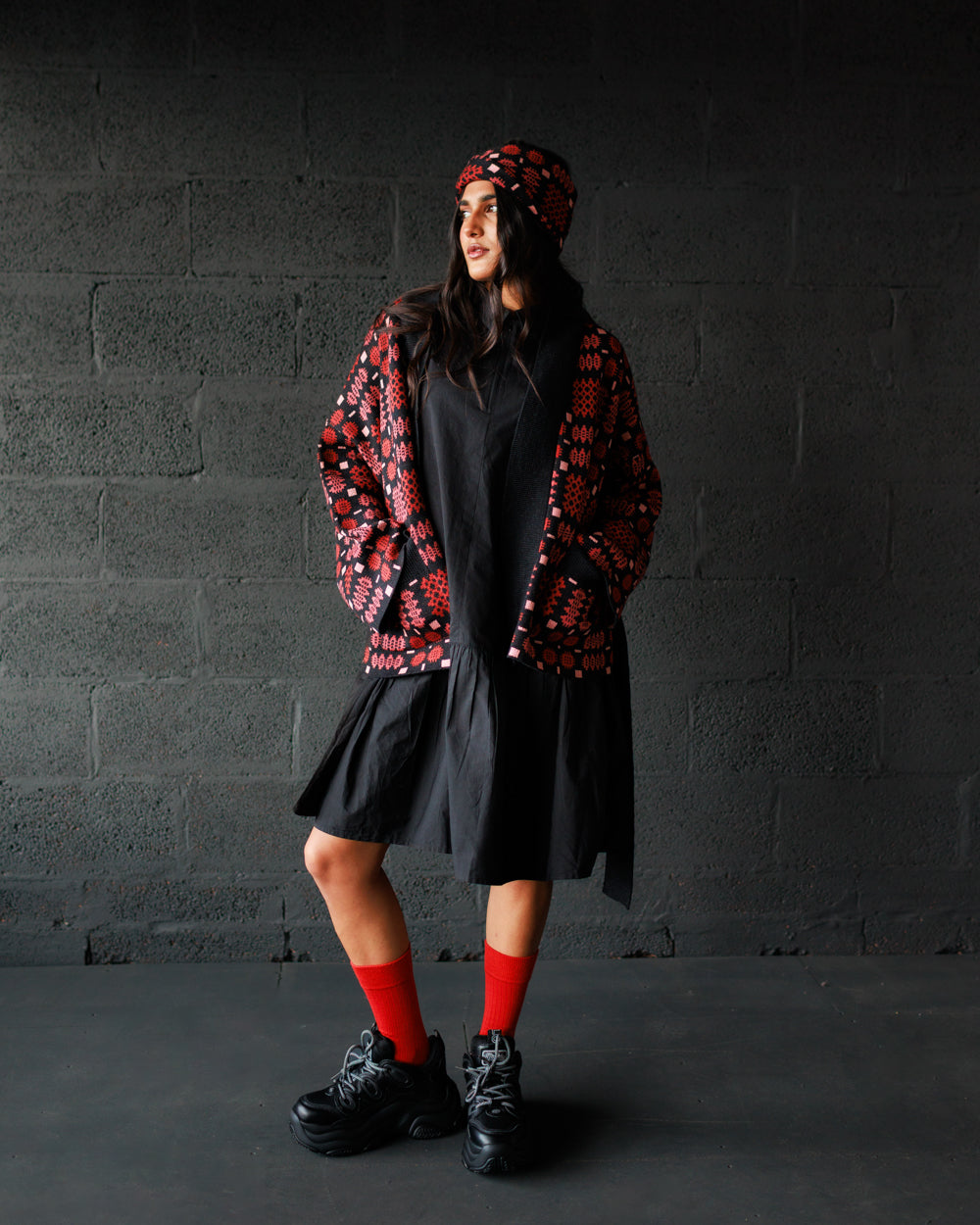 Carthen Merino Wrap Cardigan - Soot / Petals