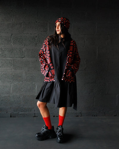 Carthen Merino Wrap Cardigan - Soot / Petals