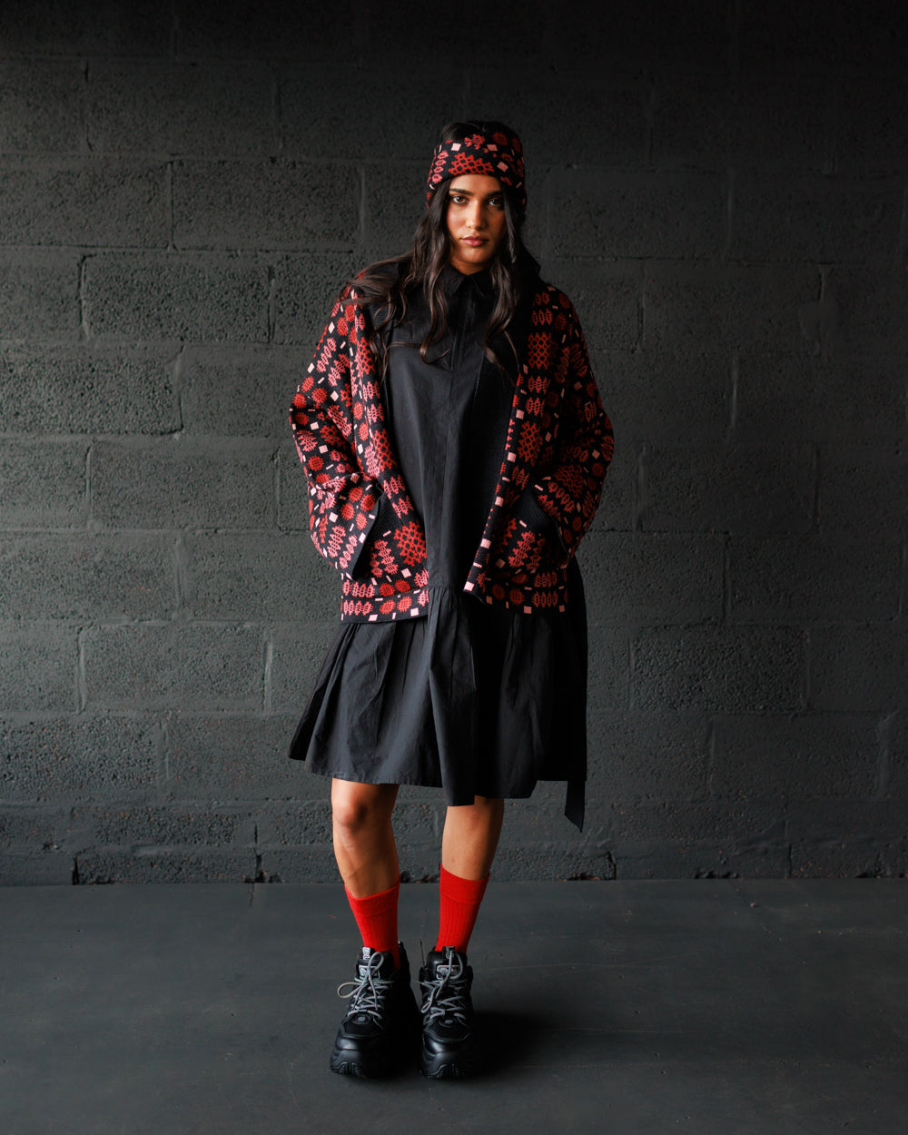 Carthen Merino Wrap Cardigan - Soot / Petals