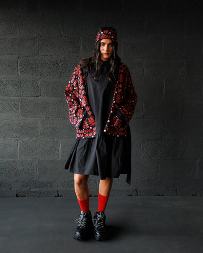 Carthen Merino Wrap Cardigan - Soot / Petals