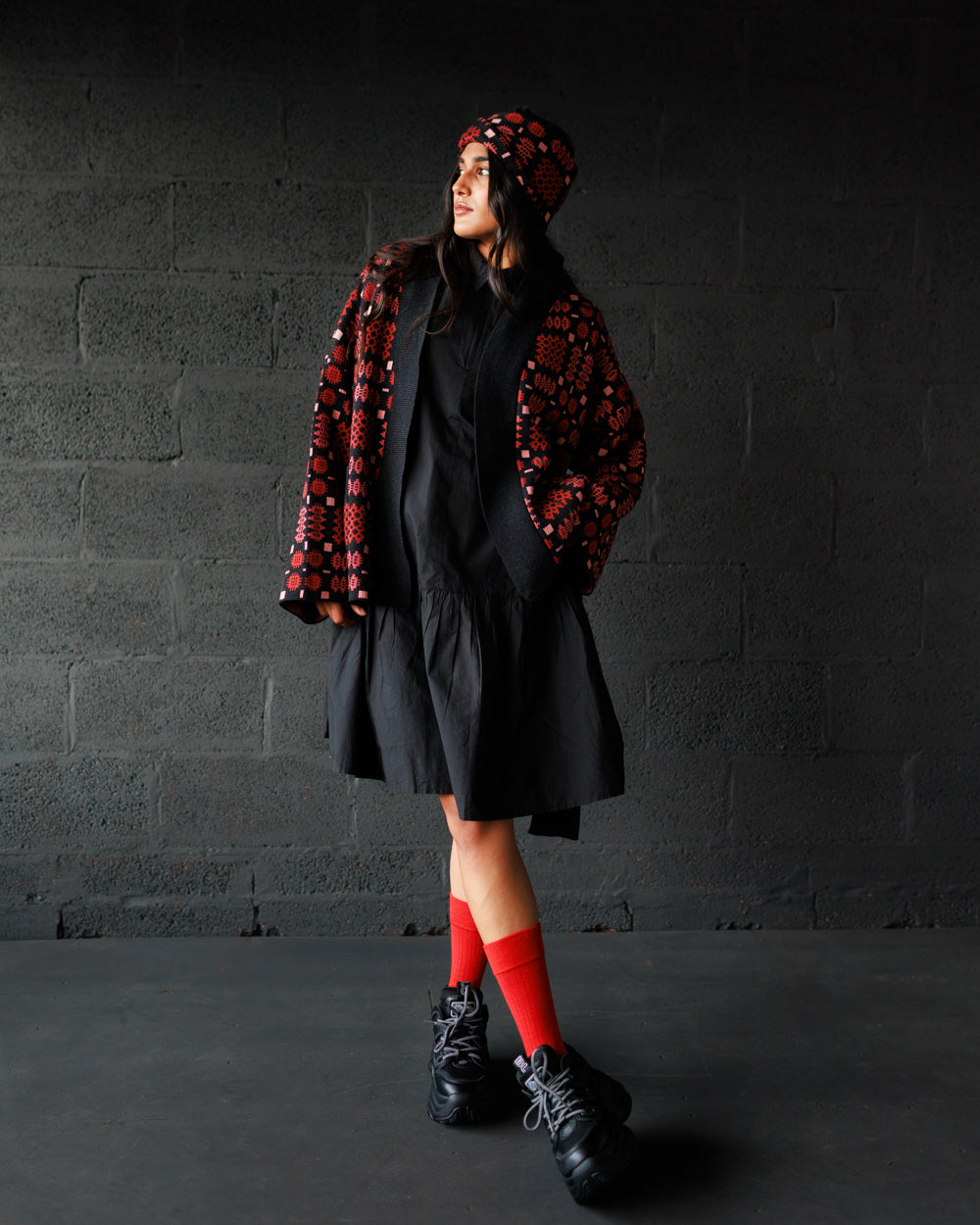 Carthen Merino Wrap Cardigan - Soot / Petals