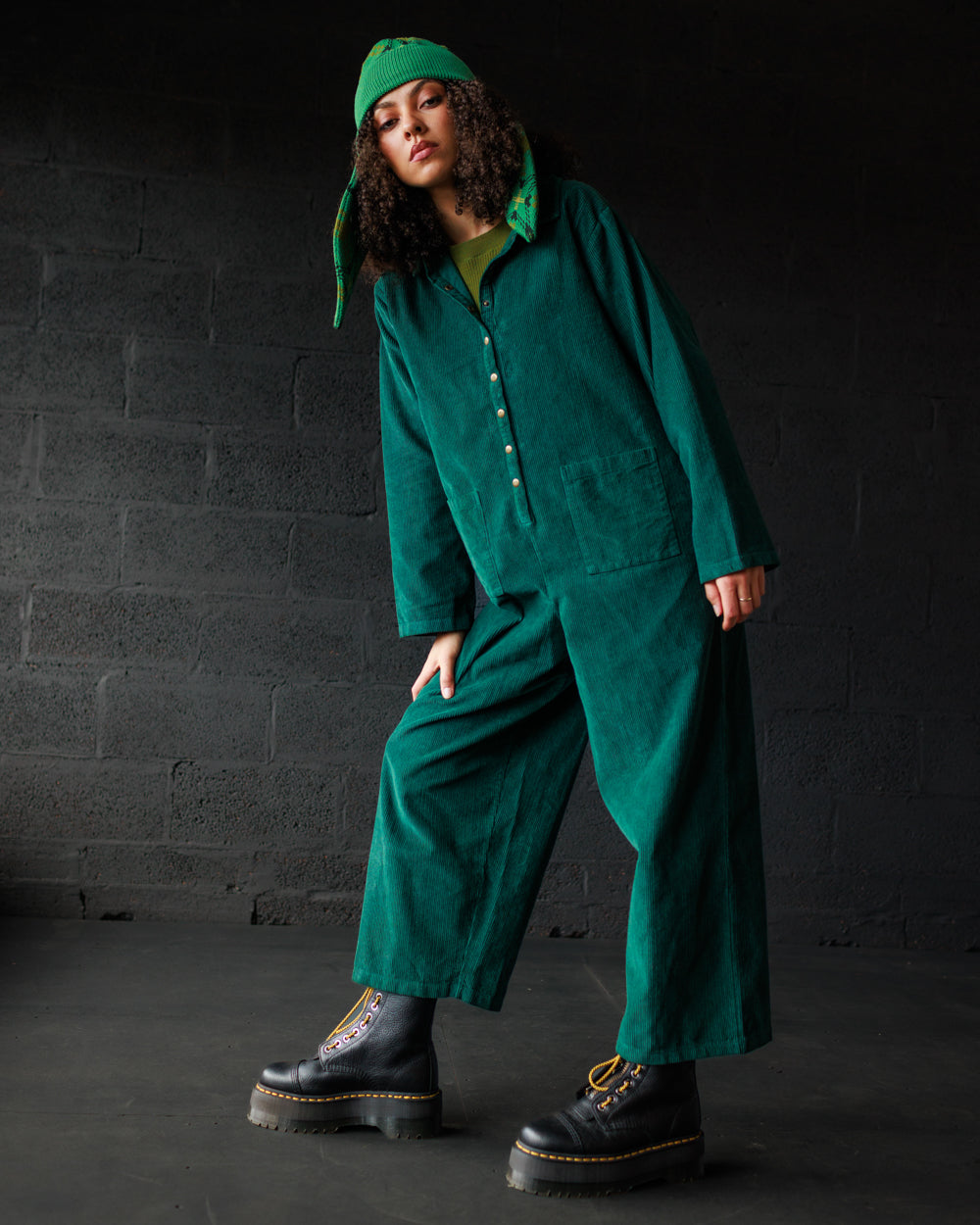 Cord Overalls - Emerald (Adult)  - Organic Cotton