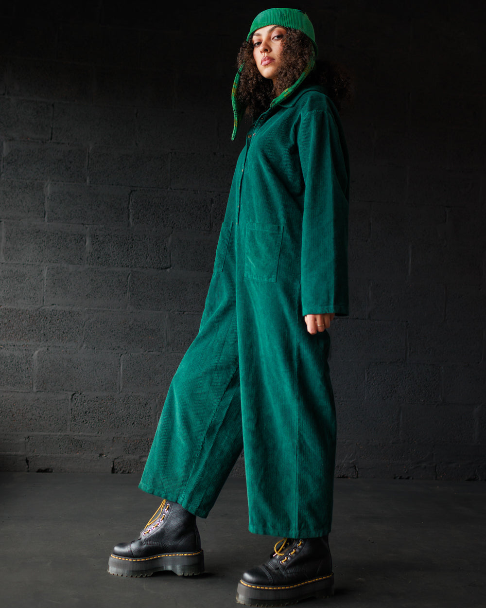 Cord Overalls - Emerald (Adult)