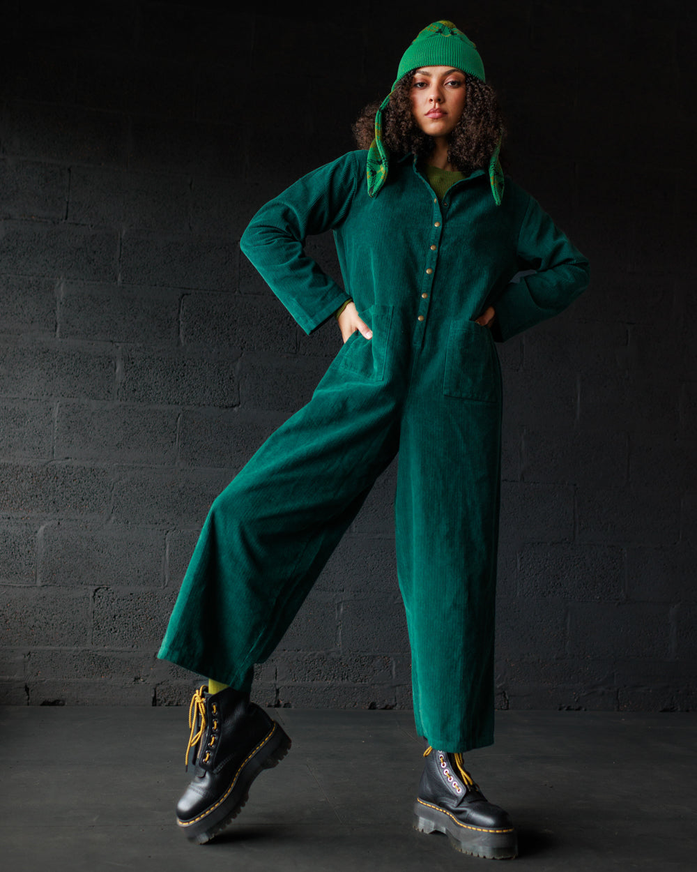 Cord Overalls - Emerald (Adult)