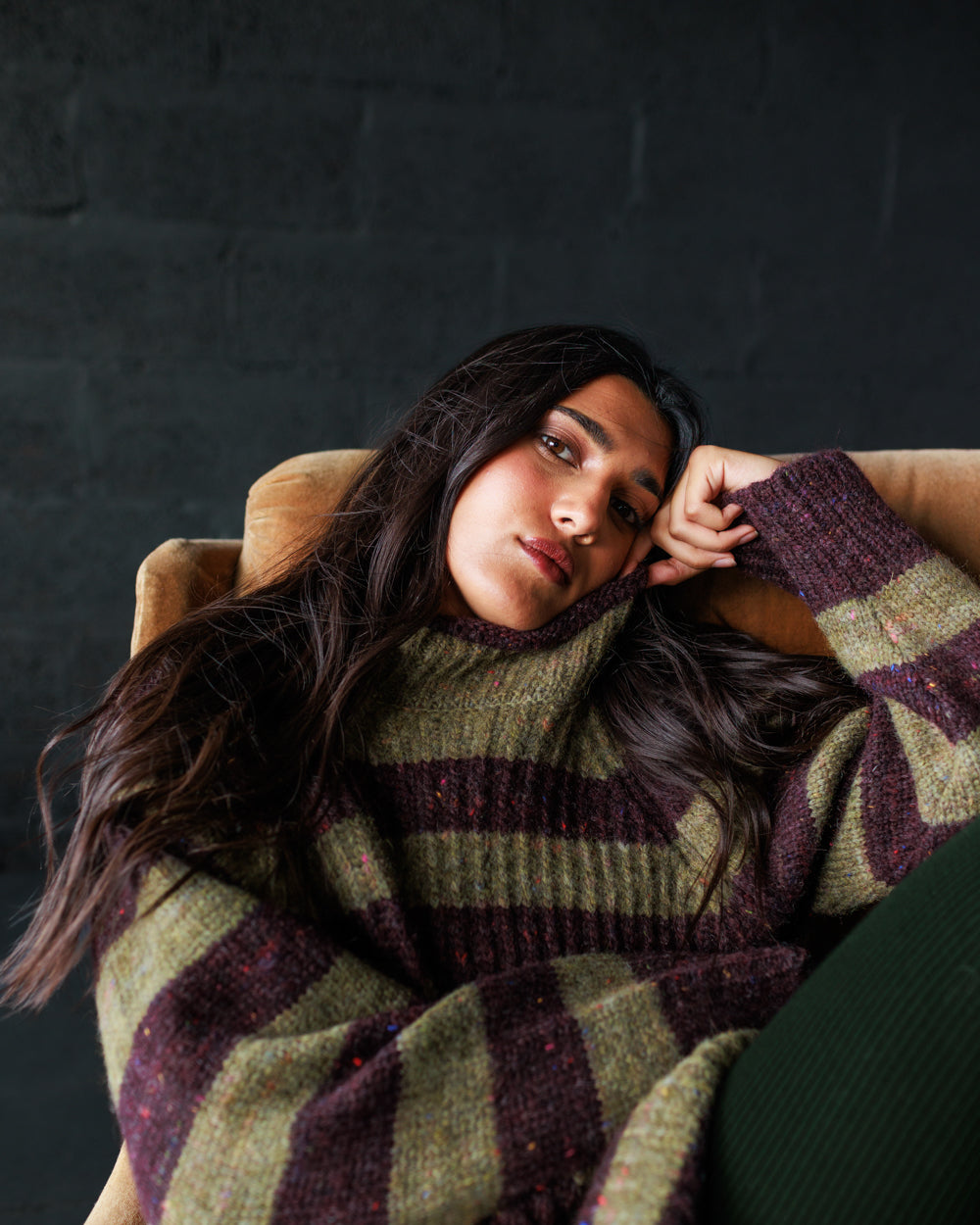 Moya Pullover - Nettle/Fig Stripe (Adult)