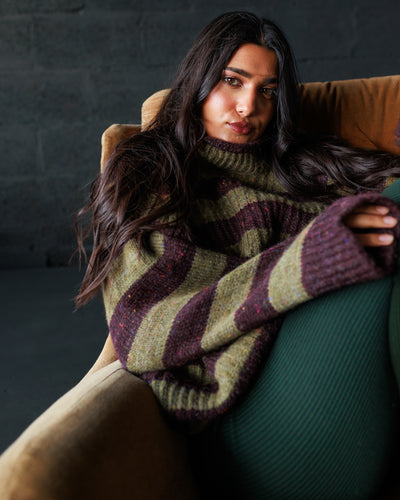 Moya Pullover - Nettle/Fig Stripe (Adult)