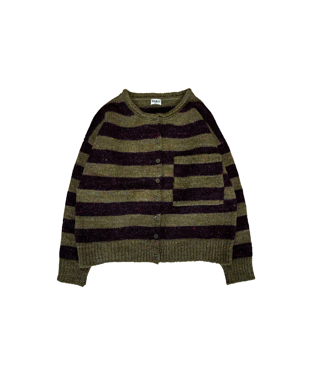 Moya Cardigan - Nettle/Fig Stripe (Adult)