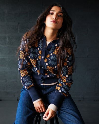 Carthen Neat Cotton Cardigan - New Moon