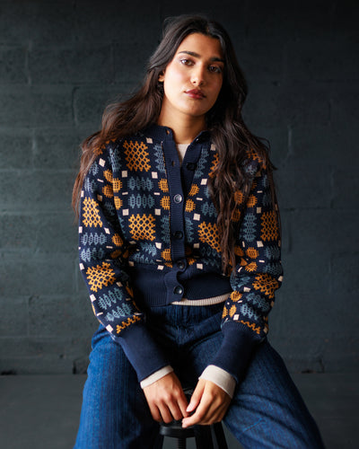 Carthen Neat Cotton Cardigan - New Moon