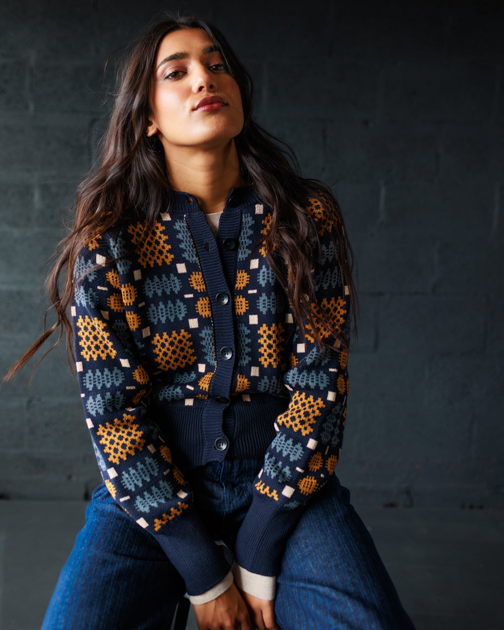 Carthen Neat Cotton Cardigan - New Moon