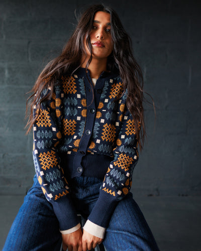 Carthen Neat Cotton Cardigan - New Moon