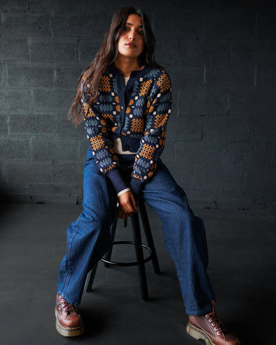 Carthen Neat Cotton Cardigan - New Moon