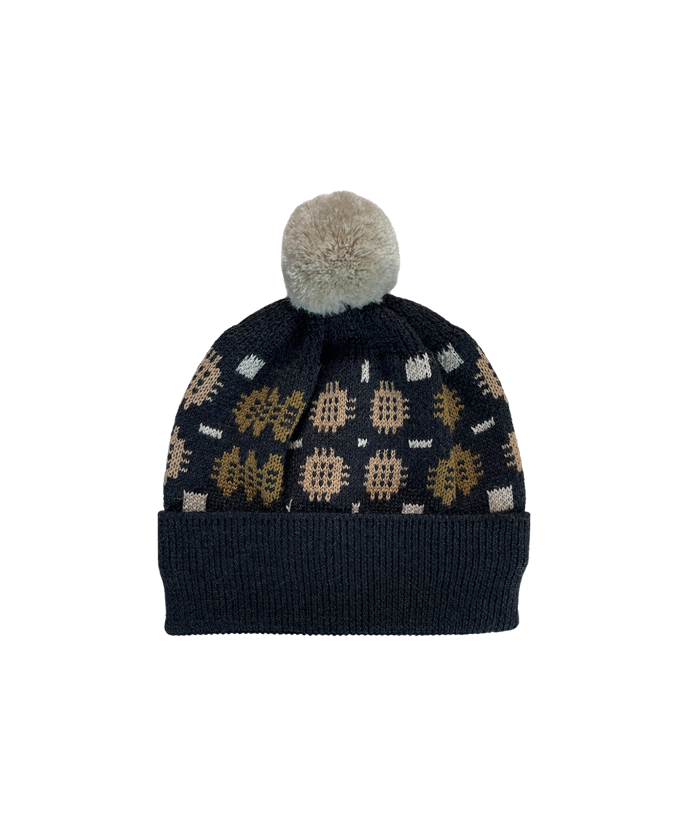 Carthen Merino Pom Beanie - Soot / Fields