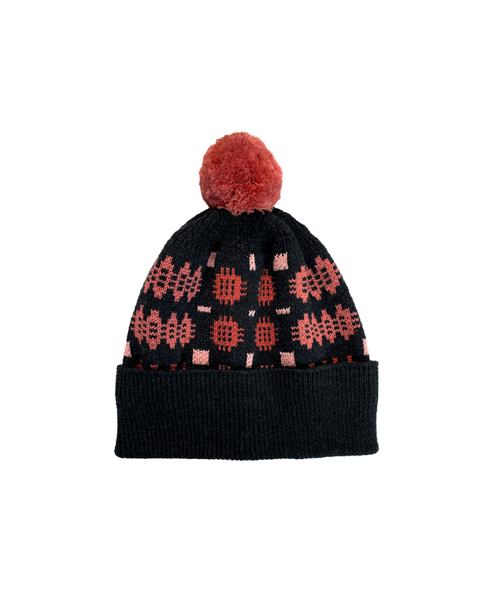 Carthen Merino Pom Beanie - Soot / Petals