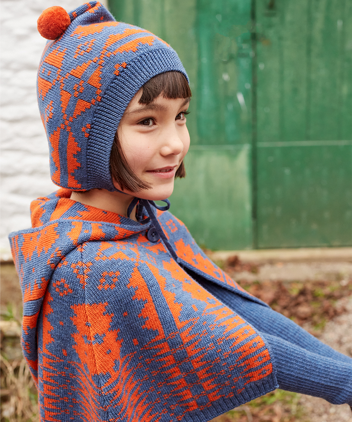 Eryri Cape - Denim / Pumpkin