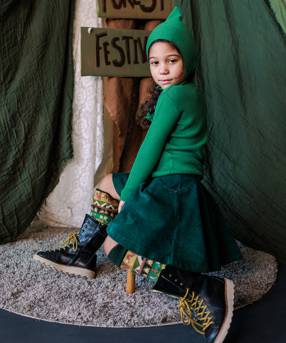 Cord Skirt - Emerald  - Organic Cotton