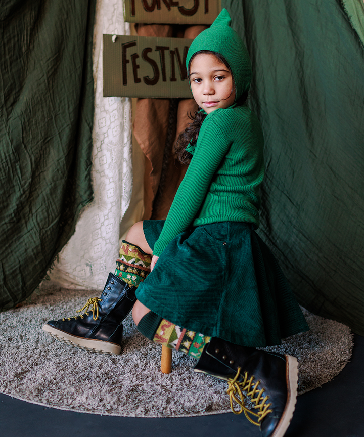 Cord Skirt - Emerald  - Organic Cotton