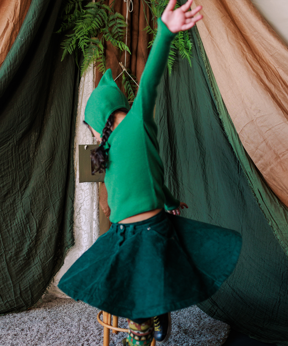 Cord Skirt - Emerald  - Organic Cotton