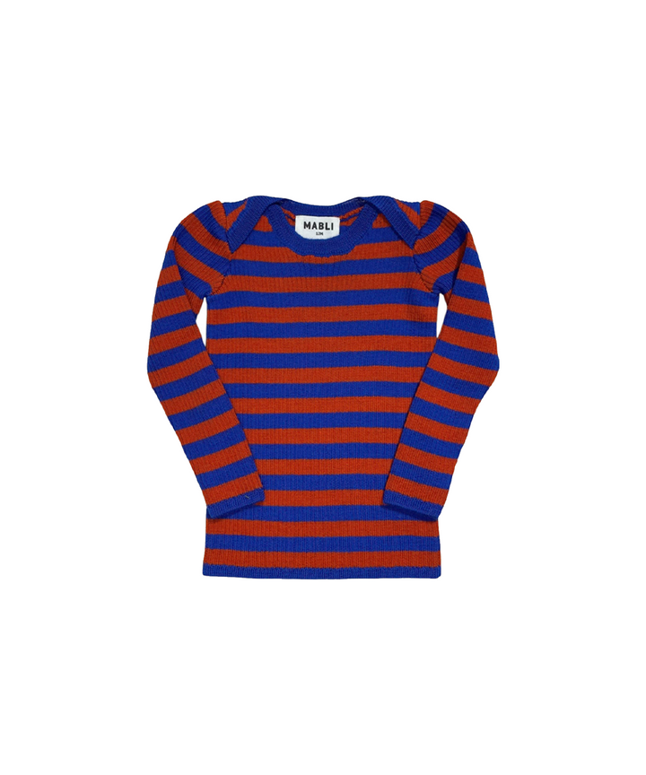 Sylfaen Skinny Rib - Redcurrant/Sapphire Stripe