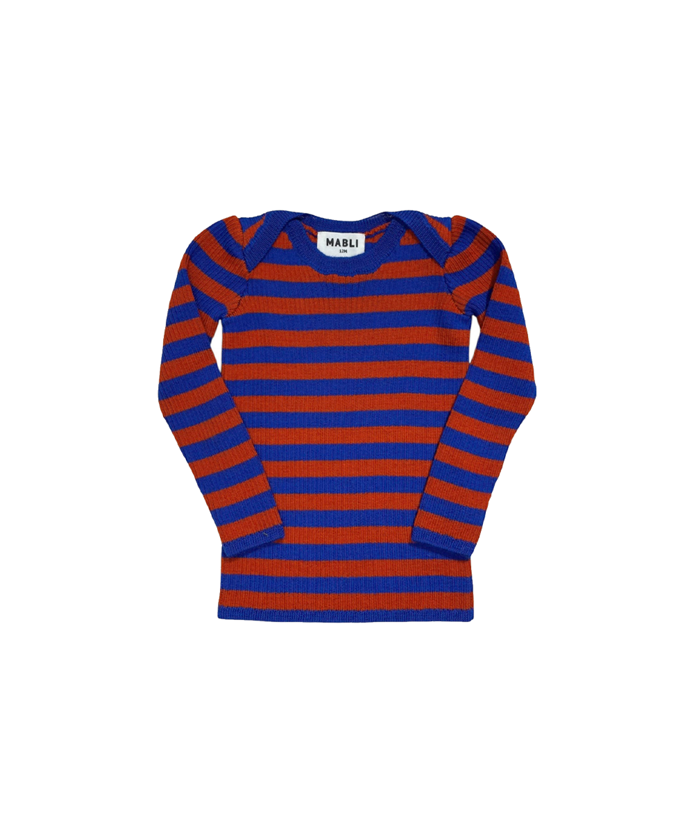 Sylfaen Skinny Rib - Redcurrant/Sapphire Stripe