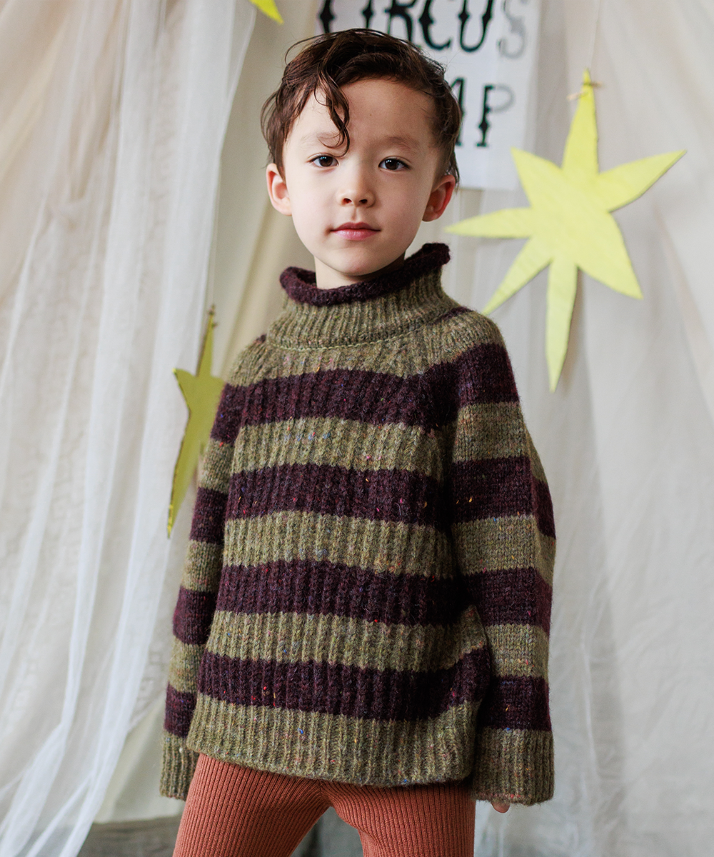 Moya Pullover - Nettle/Fig Stripe
