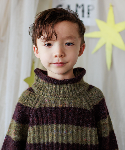 Moya Pullover - Nettle/Fig Stripe
