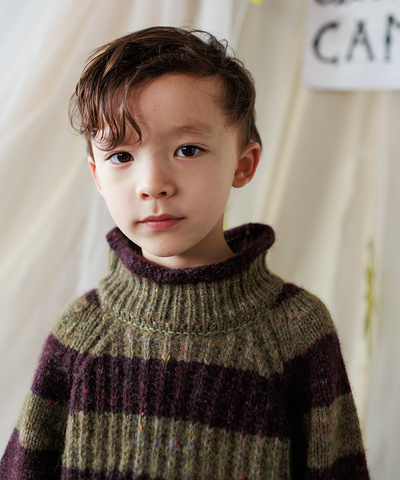 Moya Pullover - Nettle/Fig Stripe