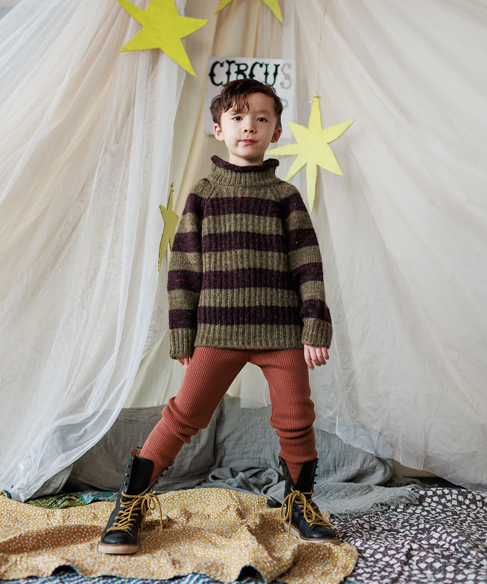 Moya Pullover - Nettle/Fig Stripe