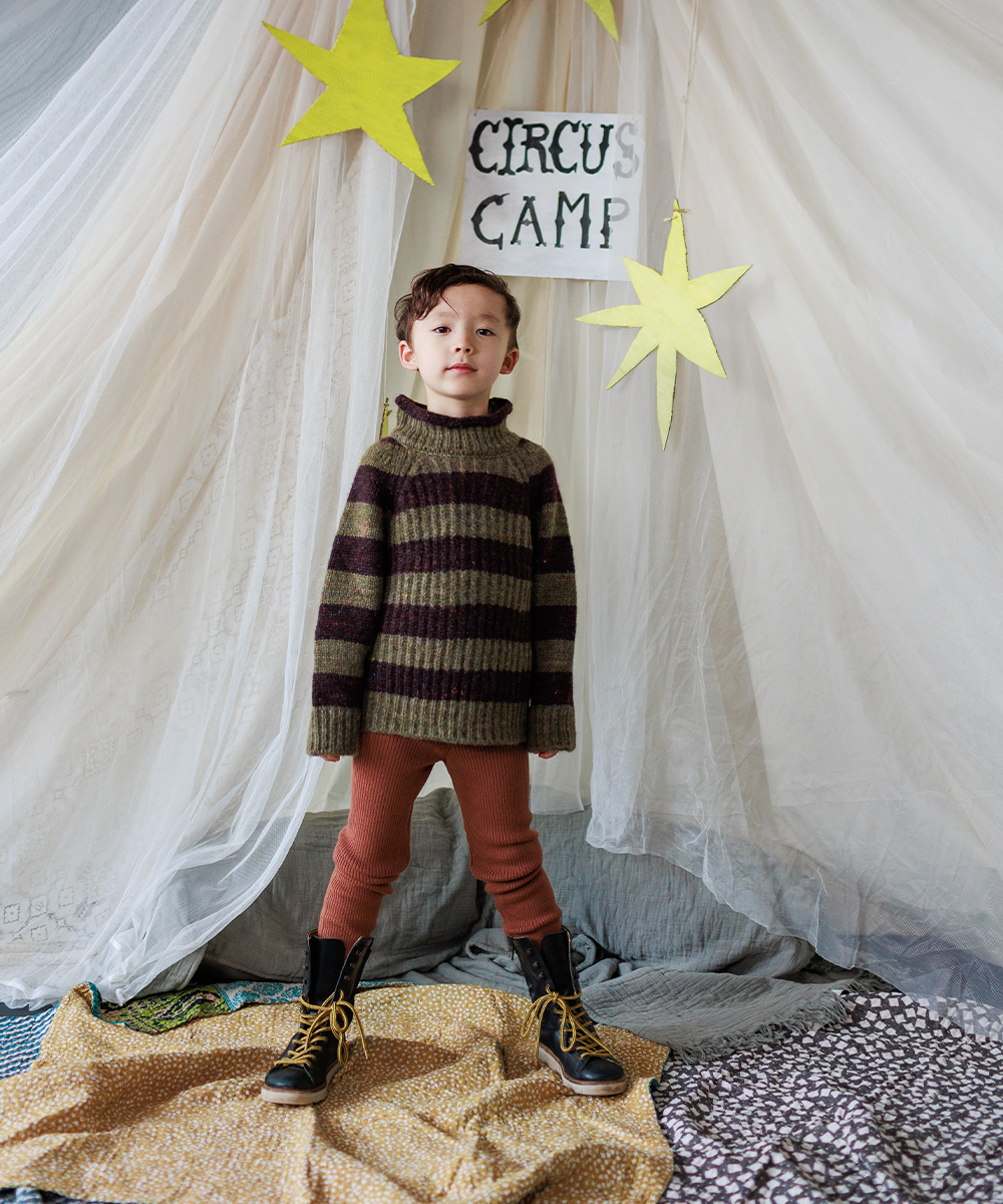 Moya Pullover - Nettle/Fig Stripe