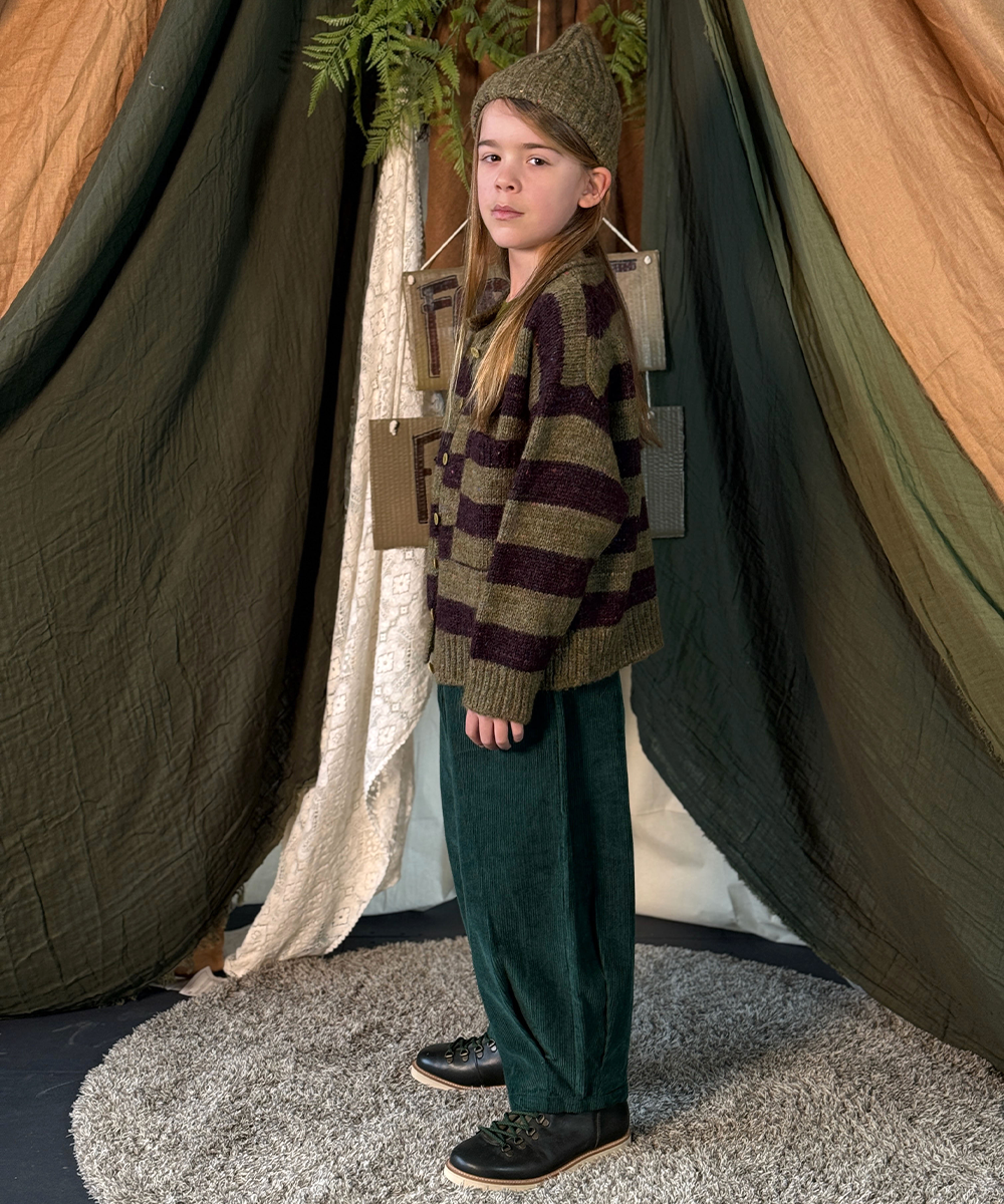 Moya Cardigan - Nettle/Fig Stripe