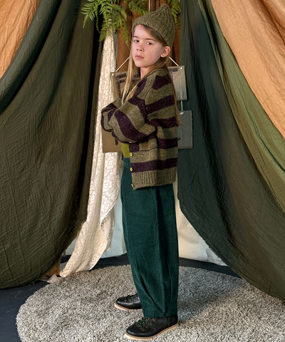 Moya Cardigan - Nettle/Fig Stripe