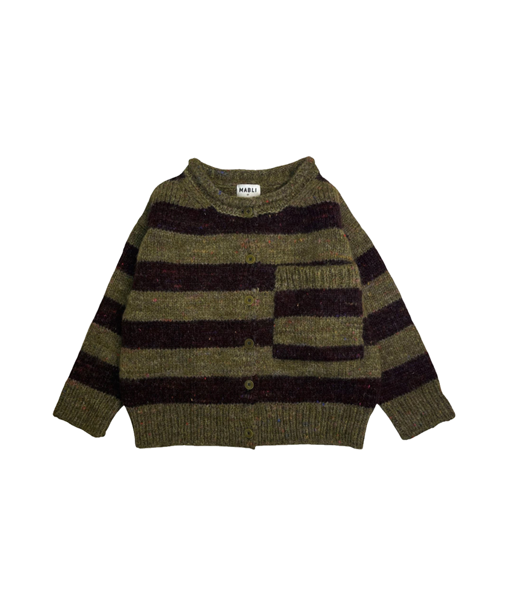 Moya Cardigan - Nettle/Fig Stripe