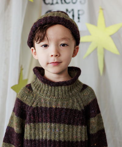 Moya Pullover - Nettle/Fig Stripe