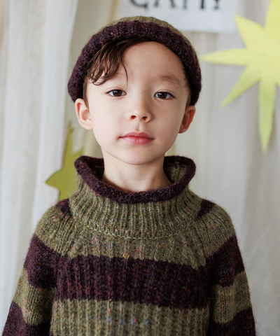 Moya Pullover - Nettle/Fig Stripe