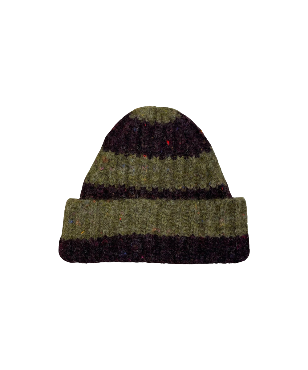 Moya Beanie - Nettle/Fig Stripe