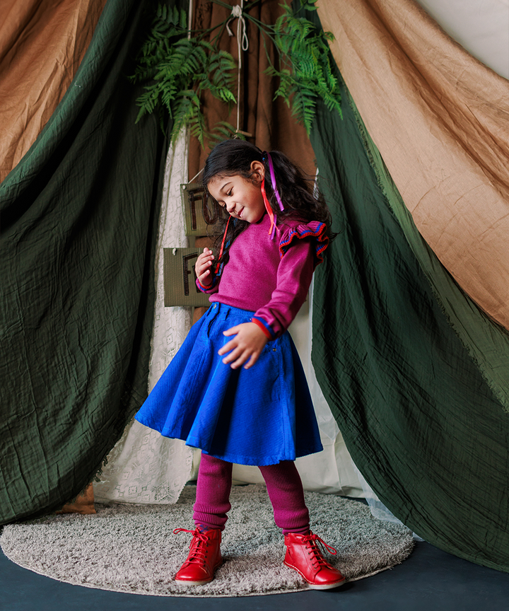 Cord Skirt - Electric Blue  - Organic Cotton