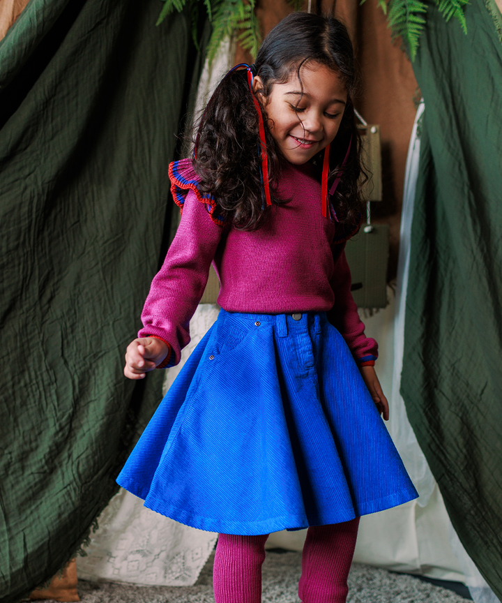 Cord Skirt - Electric Blue  - Organic Cotton