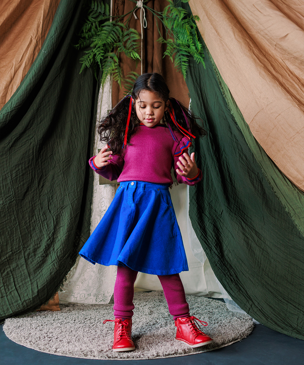 Cord Skirt - Electric Blue  - Organic Cotton