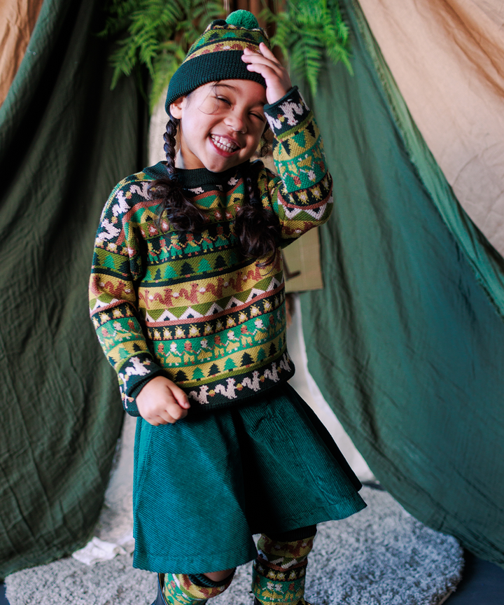 Cord Skirt - Emerald  - Organic Cotton