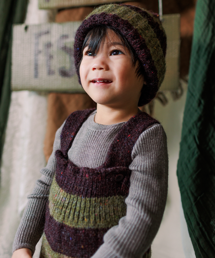Moya Dungarees - Nettle/Fig Stripe