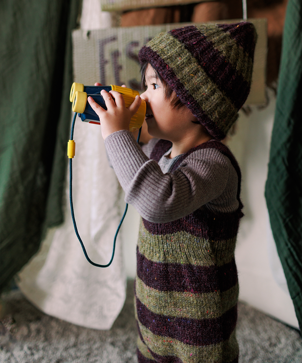 Moya Beanie - Nettle/Fig Stripe