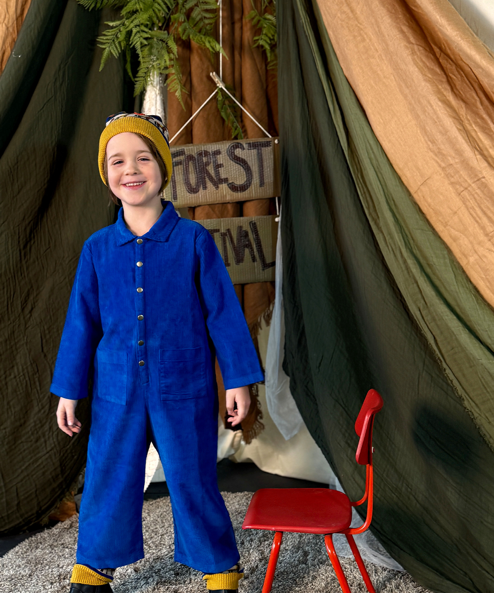 Cord Overalls - Electric Blue  - Organic Cotton